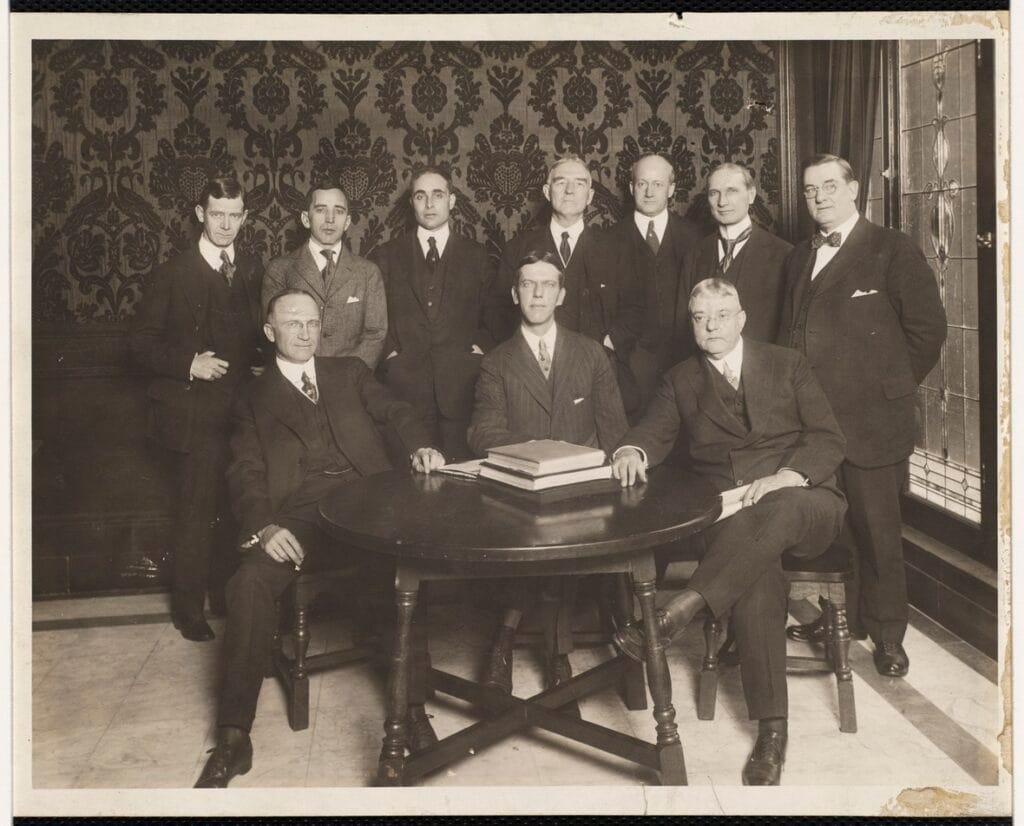 A gathering of the Boston Boys Club board of directors in the late 1800s